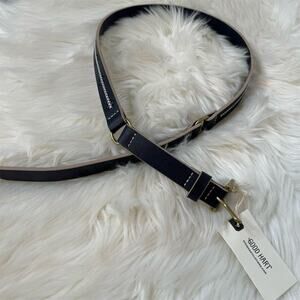 Good Hart Womens Belt Sz M/L Navy‎ Blue White X Stitch Gold-Plated Dressy Casual